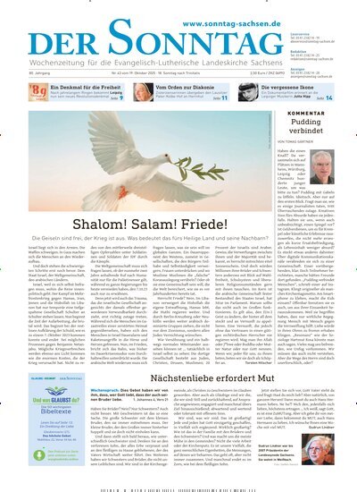 Titelbild der Ausgabe 43/2025 von Der Sonntag. Diese Zeitschrift und viele weitere Kunstmagazine und Kulturmagazine als Abo oder epaper bei United Kiosk online kaufen.