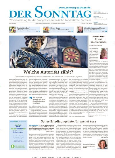 Titelbild der Ausgabe 45/2025 von Der Sonntag. Diese Zeitschrift und viele weitere Kunstmagazine und Kulturmagazine als Abo oder epaper bei United Kiosk online kaufen.