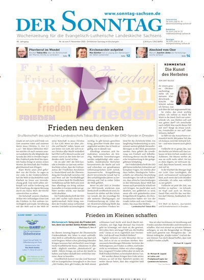 Titelbild der Ausgabe 46/2025 von Der Sonntag. Diese Zeitschrift und viele weitere Kunstmagazine und Kulturmagazine als Abo oder epaper bei United Kiosk online kaufen.