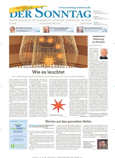 Titelbild der Ausgabe 49/2025 von Der Sonntag. Diese Zeitschrift und viele weitere Kunstmagazine und Kulturmagazine als Abo oder epaper bei United Kiosk online kaufen.