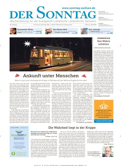Titelbild der Ausgabe 52/2025 von Der Sonntag. Diese Zeitschrift und viele weitere Kunstmagazine und Kulturmagazine als Abo oder epaper bei United Kiosk online kaufen.