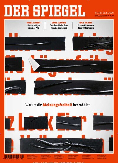 Titelbild der Ausgabe 35/2026 von Der Spiegel. Diese Zeitschrift und viele weitere Wirtschaftsmagazine und Politikmagazine als Abo oder epaper bei United Kiosk online kaufen.