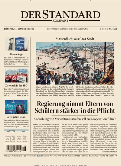 Titelbild der Ausgabe 178/2025 von Der Standard Kompakt. Diese Zeitschrift und viele weitere Zeitungsabos als Abo oder epaper bei United Kiosk online kaufen.