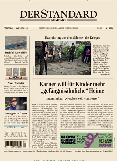Titelbild der Ausgabe 376/2026 von Der Standard Kompakt. Diese Zeitschrift und viele weitere Zeitungsabos als Abo oder epaper bei United Kiosk online kaufen.