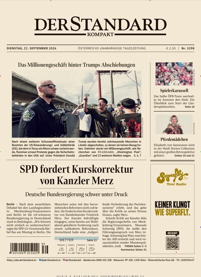 Titelbild der Ausgabe 398/2026 von Der Standard Kompakt. Diese Zeitschrift und viele weitere Zeitungsabos als Abo oder epaper bei United Kiosk online kaufen.