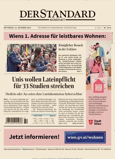 Titelbild der Ausgabe 414/2026 von Der Standard Kompakt. Diese Zeitschrift und viele weitere Zeitungsabos als Abo oder epaper bei United Kiosk online kaufen.
