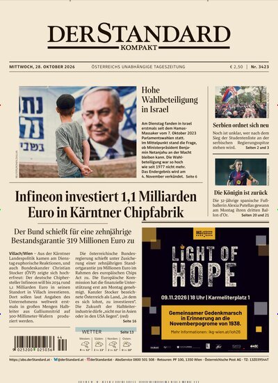 Titelbild der Ausgabe 423/2026 von Der Standard Kompakt. Diese Zeitschrift und viele weitere Zeitungsabos als Abo oder epaper bei United Kiosk online kaufen.