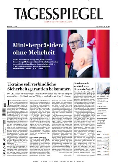 Titelbild der Ausgabe 6/2026 von Der Tagesspiegel. Diese Zeitschrift und viele weitere Zeitungsabos als Abo oder epaper bei United Kiosk online kaufen.