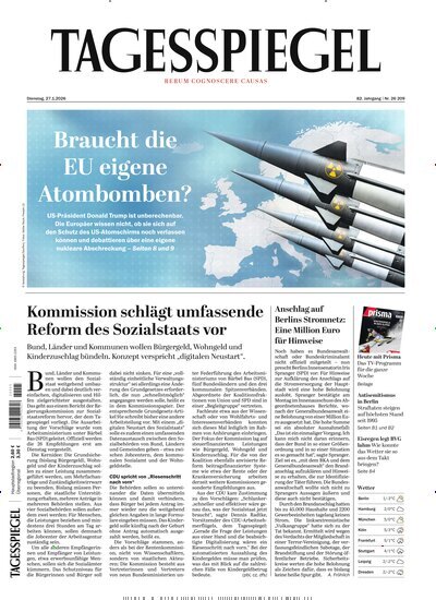 Titelbild der Ausgabe 26/2026 von Der Tagesspiegel. Diese Zeitschrift und viele weitere Zeitungsabos als Abo oder epaper bei United Kiosk online kaufen.