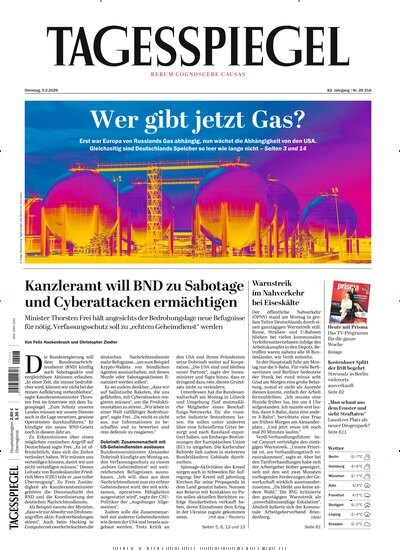 Titelbild der Ausgabe 33/2026 von Der Tagesspiegel. Diese Zeitschrift und viele weitere Zeitungsabos als Abo oder epaper bei United Kiosk online kaufen.