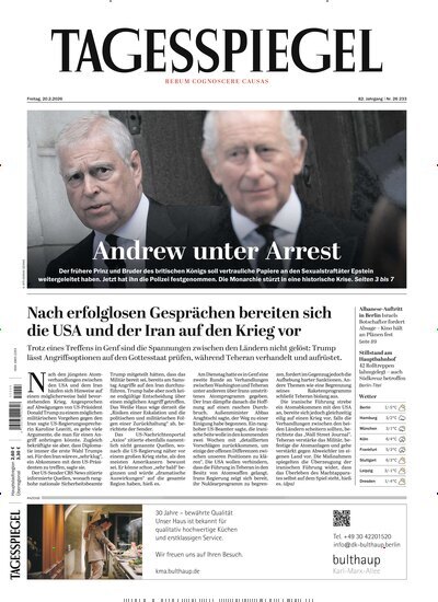 Titelbild der Ausgabe 50/2026 von Der Tagesspiegel. Diese Zeitschrift und viele weitere Zeitungsabos als Abo oder epaper bei United Kiosk online kaufen.