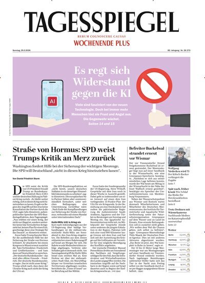 Titelbild der Ausgabe 86/2026 von Der Tagesspiegel. Diese Zeitschrift und viele weitere Zeitungsabos als Abo oder epaper bei United Kiosk online kaufen.