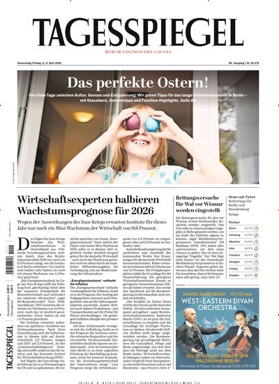 Titelbild der Ausgabe 90/2026 von Der Tagesspiegel. Diese Zeitschrift und viele weitere Zeitungsabos als Abo oder epaper bei United Kiosk online kaufen.