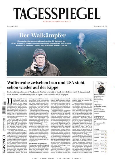 Titelbild der Ausgabe 95/2026 von Der Tagesspiegel. Diese Zeitschrift und viele weitere Zeitungsabos als Abo oder epaper bei United Kiosk online kaufen.