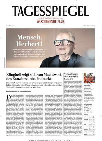 Titelbild der Ausgabe 98/2026 von Der Tagesspiegel. Diese Zeitschrift und viele weitere Zeitungsabos als Abo oder epaper bei United Kiosk online kaufen.