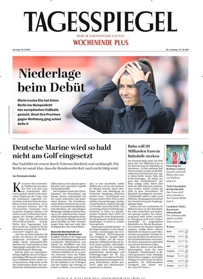 Titelbild der Ausgabe 105/2026 von Der Tagesspiegel. Diese Zeitschrift und viele weitere Zeitungsabos als Abo oder epaper bei United Kiosk online kaufen.