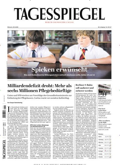 Titelbild der Ausgabe 134/2026 von Der Tagesspiegel. Diese Zeitschrift und viele weitere Zeitungsabos als Abo oder epaper bei United Kiosk online kaufen.