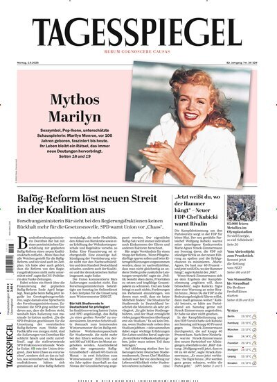Titelbild der Ausgabe 145/2026 von Der Tagesspiegel. Diese Zeitschrift und viele weitere Zeitungsabos als Abo oder epaper bei United Kiosk online kaufen.