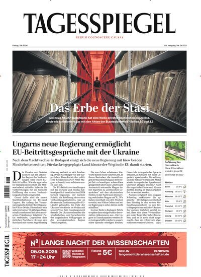 Titelbild der Ausgabe 149/2026 von Der Tagesspiegel. Diese Zeitschrift und viele weitere Zeitungsabos als Abo oder epaper bei United Kiosk online kaufen.
