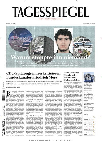 Titelbild der Ausgabe 202/2026 von Der Tagesspiegel. Diese Zeitschrift und viele weitere Zeitungsabos als Abo oder epaper bei United Kiosk online kaufen.
