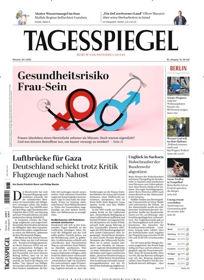 Titelbild der Ausgabe 203/2025 von Der Tagesspiegel. Diese Zeitschrift und viele weitere Zeitungsabos als Abo oder epaper bei United Kiosk online kaufen.