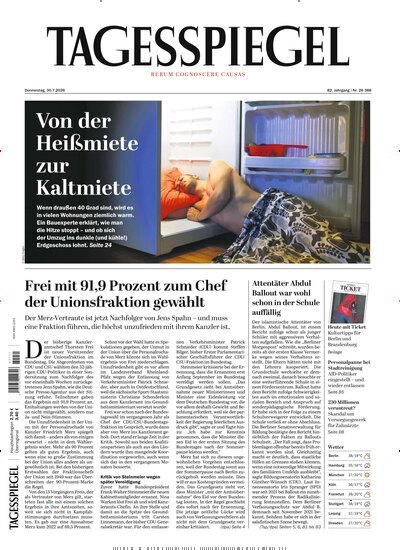Titelbild der Ausgabe 204/2026 von Der Tagesspiegel. Diese Zeitschrift und viele weitere Zeitungsabos als Abo oder epaper bei United Kiosk online kaufen.