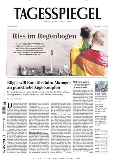 Titelbild der Ausgabe 215/2026 von Der Tagesspiegel. Diese Zeitschrift und viele weitere Zeitungsabos als Abo oder epaper bei United Kiosk online kaufen.