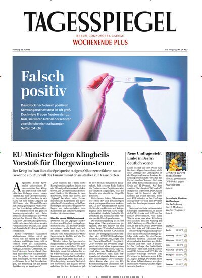 Titelbild der Ausgabe 228/2026 von Der Tagesspiegel. Diese Zeitschrift und viele weitere Zeitungsabos als Abo oder epaper bei United Kiosk online kaufen.