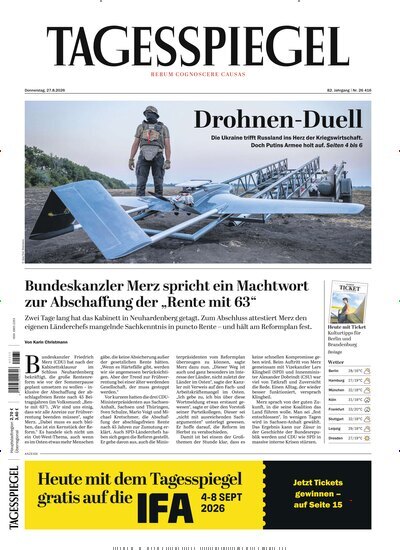 Titelbild der Ausgabe 232/2026 von Der Tagesspiegel. Diese Zeitschrift und viele weitere Zeitungsabos als Abo oder epaper bei United Kiosk online kaufen.