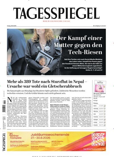 Titelbild der Ausgabe 233/2026 von Der Tagesspiegel. Diese Zeitschrift und viele weitere Zeitungsabos als Abo oder epaper bei United Kiosk online kaufen.