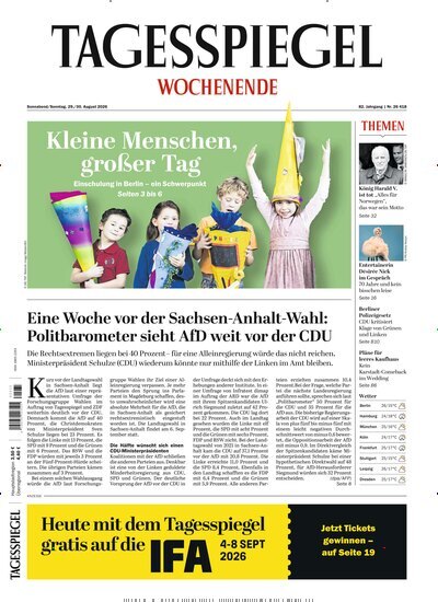 Titelbild der Ausgabe 234/2026 von Der Tagesspiegel. Diese Zeitschrift und viele weitere Zeitungsabos als Abo oder epaper bei United Kiosk online kaufen.