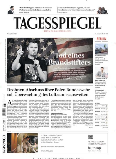 Titelbild der Ausgabe 247/2025 von Der Tagesspiegel. Diese Zeitschrift und viele weitere Zeitungsabos als Abo oder epaper bei United Kiosk online kaufen.