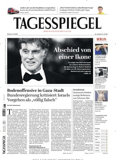 Titelbild der Ausgabe 252/2025 von Der Tagesspiegel. Diese Zeitschrift und viele weitere Zeitungsabos als Abo oder epaper bei United Kiosk online kaufen.