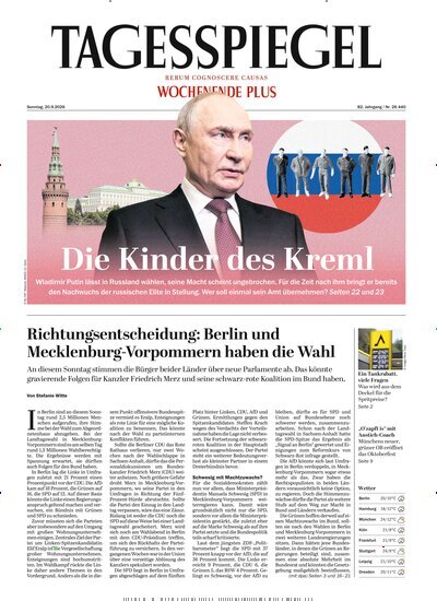 Titelbild der Ausgabe 256/2026 von Der Tagesspiegel. Diese Zeitschrift und viele weitere Zeitungsabos als Abo oder epaper bei United Kiosk online kaufen.