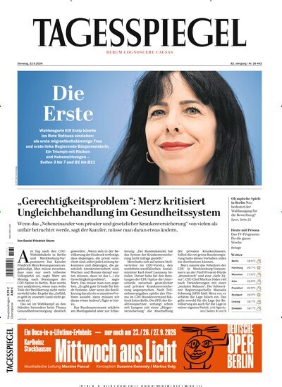 Titelbild der Ausgabe 258/2026 von Der Tagesspiegel. Diese Zeitschrift und viele weitere Zeitungsabos als Abo oder epaper bei United Kiosk online kaufen.