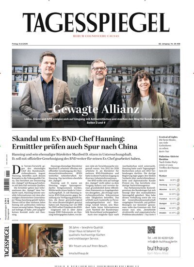 Titelbild der Ausgabe 274/2026 von Der Tagesspiegel. Diese Zeitschrift und viele weitere Zeitungsabos als Abo oder epaper bei United Kiosk online kaufen.