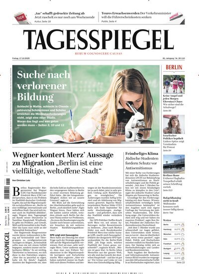 Titelbild der Ausgabe 281/2025 von Der Tagesspiegel. Diese Zeitschrift und viele weitere Zeitungsabos als Abo oder epaper bei United Kiosk online kaufen.