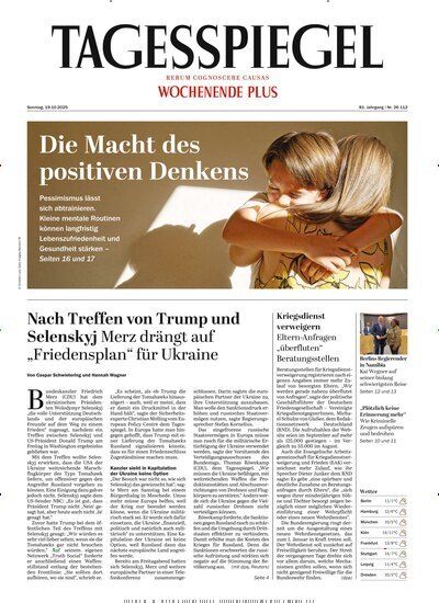 Titelbild der Ausgabe 283/2025 von Der Tagesspiegel. Diese Zeitschrift und viele weitere Zeitungsabos als Abo oder epaper bei United Kiosk online kaufen.