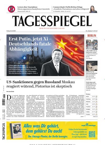 Titelbild der Ausgabe 288/2025 von Der Tagesspiegel. Diese Zeitschrift und viele weitere Zeitungsabos als Abo oder epaper bei United Kiosk online kaufen.