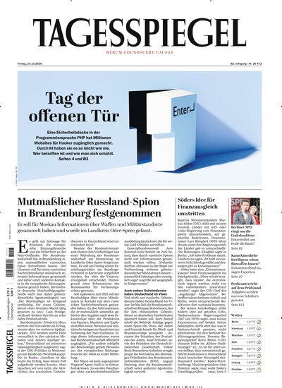Titelbild der Ausgabe 288/2026 von Der Tagesspiegel. Diese Zeitschrift und viele weitere Zeitungsabos als Abo oder epaper bei United Kiosk online kaufen.