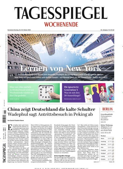 Titelbild der Ausgabe 289/2025 von Der Tagesspiegel. Diese Zeitschrift und viele weitere Zeitungsabos als Abo oder epaper bei United Kiosk online kaufen.