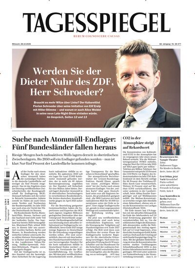 Titelbild der Ausgabe 293/2026 von Der Tagesspiegel. Diese Zeitschrift und viele weitere Zeitungsabos als Abo oder epaper bei United Kiosk online kaufen.