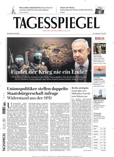 Titelbild der Ausgabe 294/2025 von Der Tagesspiegel. Diese Zeitschrift und viele weitere Zeitungsabos als Abo oder epaper bei United Kiosk online kaufen.