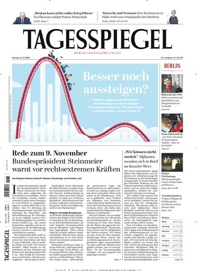 Titelbild der Ausgabe 305/2025 von Der Tagesspiegel. Diese Zeitschrift und viele weitere Zeitungsabos als Abo oder epaper bei United Kiosk online kaufen.