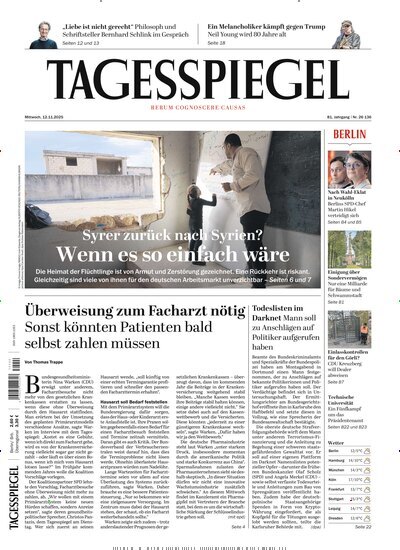 Titelbild der Ausgabe 307/2025 von Der Tagesspiegel. Diese Zeitschrift und viele weitere Zeitungsabos als Abo oder epaper bei United Kiosk online kaufen.
