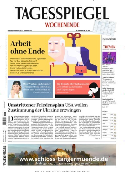 Titelbild der Ausgabe 317/2025 von Der Tagesspiegel. Diese Zeitschrift und viele weitere Zeitungsabos als Abo oder epaper bei United Kiosk online kaufen.