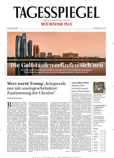 Titelbild der Ausgabe 318/2025 von Der Tagesspiegel. Diese Zeitschrift und viele weitere Zeitungsabos als Abo oder epaper bei United Kiosk online kaufen.