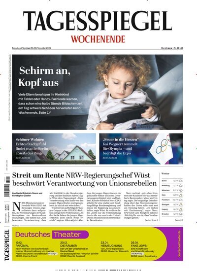 Titelbild der Ausgabe 324/2025 von Der Tagesspiegel. Diese Zeitschrift und viele weitere Zeitungsabos als Abo oder epaper bei United Kiosk online kaufen.