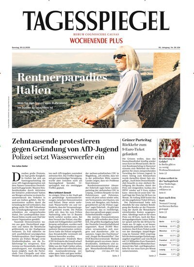 Titelbild der Ausgabe 325/2025 von Der Tagesspiegel. Diese Zeitschrift und viele weitere Zeitungsabos als Abo oder epaper bei United Kiosk online kaufen.