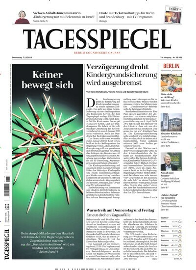 Titelbild der Ausgabe 326/2023 von Der Tagesspiegel. Diese Zeitschrift und viele weitere Zeitungsabos als Abo oder epaper bei United Kiosk online kaufen.